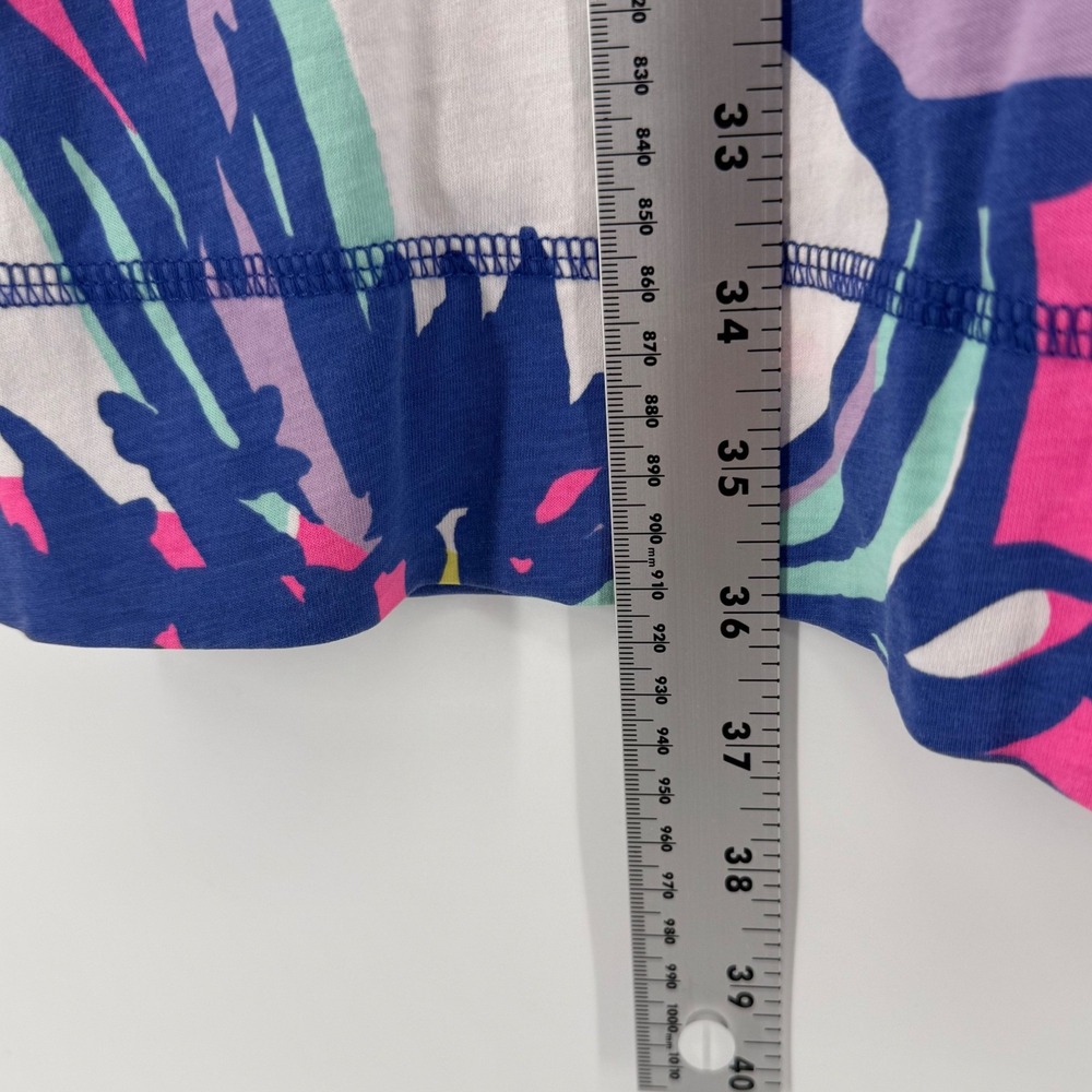 Lilly Pulitzer Palmetto V-Neck Dress XL Catwalkin Pink Blue Floral Pima Cotton - Picture 7 of 7